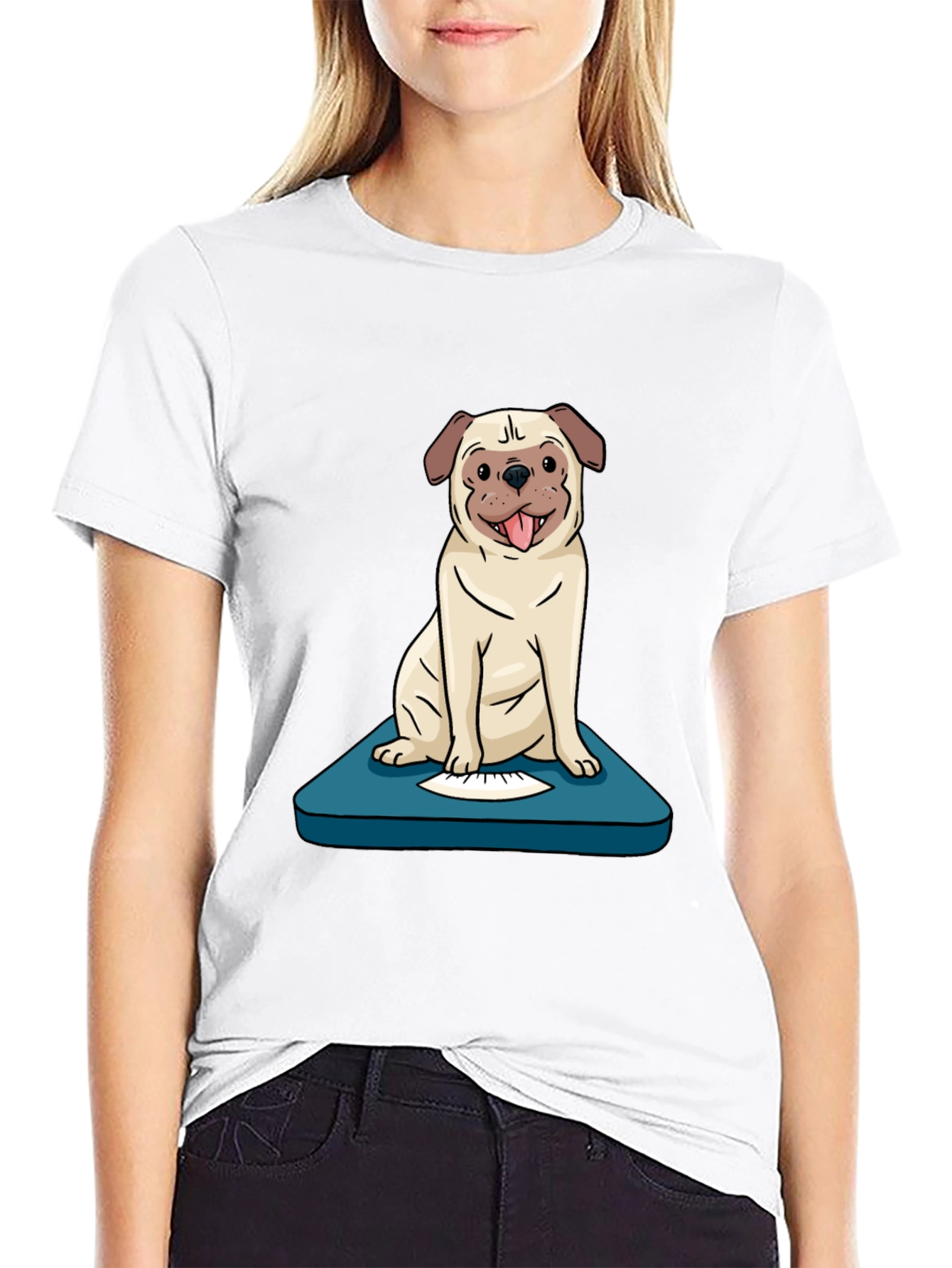 Pug on Scale Graphic Tee - Unisex Black T-Shirt