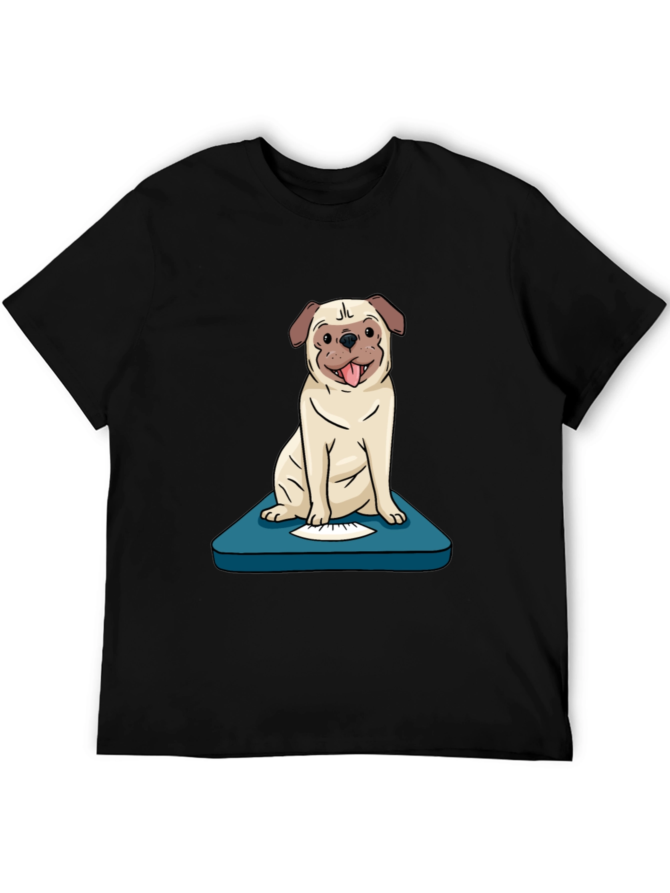 Pug on Scale Graphic Tee - Unisex Black T-Shirt