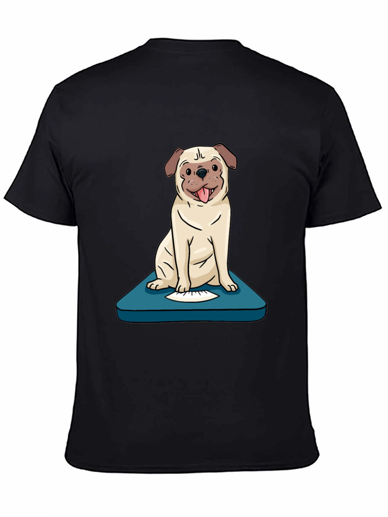 Pug on Scale Graphic Tee - Unisex Black T-Shirt