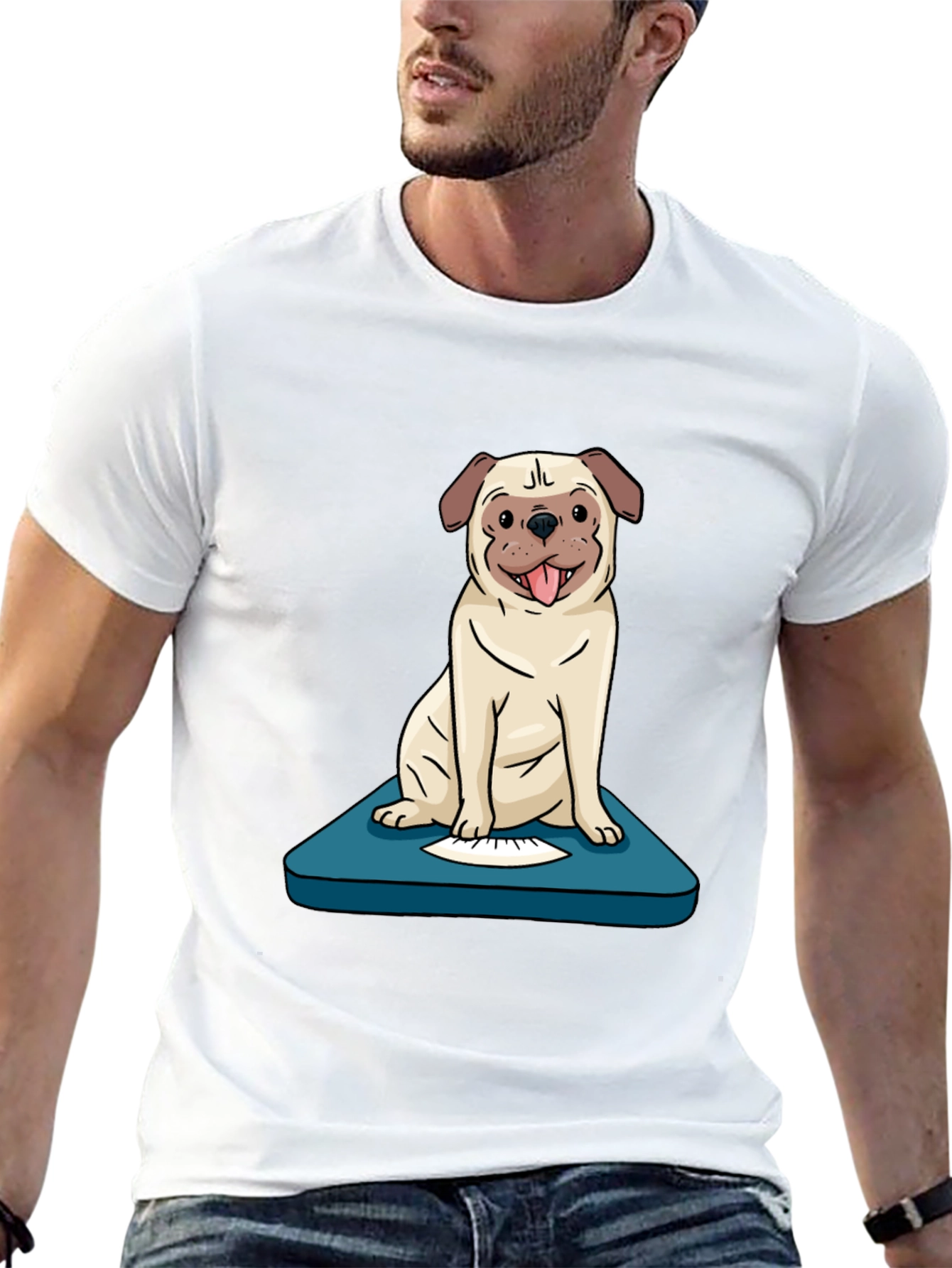 Pug on Scale Graphic Tee - Unisex Black T-Shirt