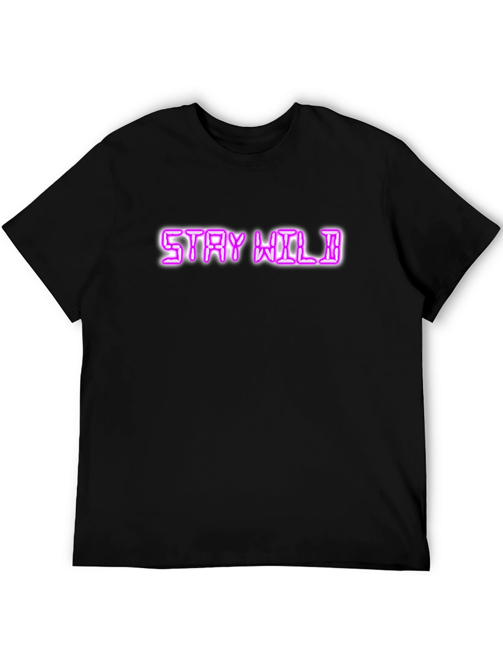 Stay Wild Neon Graphic Tee - Cool Black T-Shirt