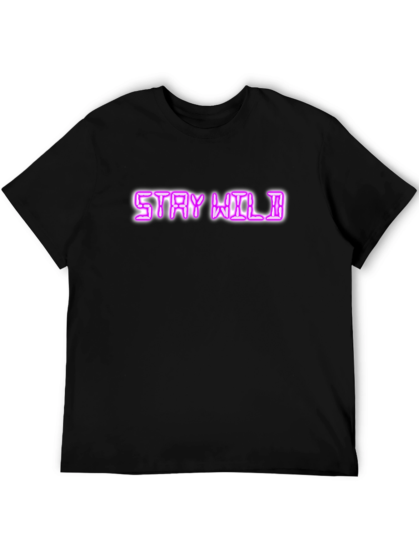 Stay Wild Neon Graphic Tee - Cool Black T-Shirt