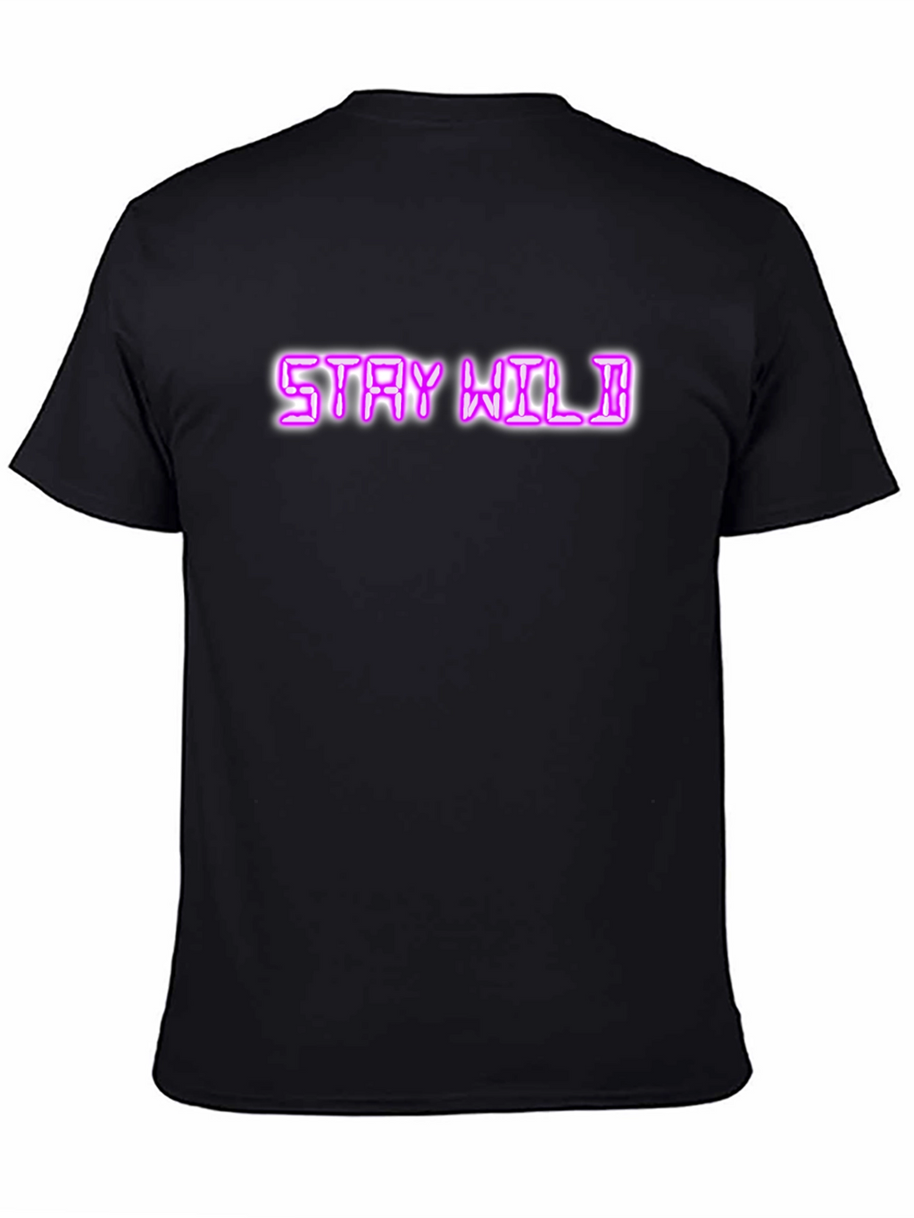 Stay Wild Neon Graphic Tee - Cool Black T-Shirt