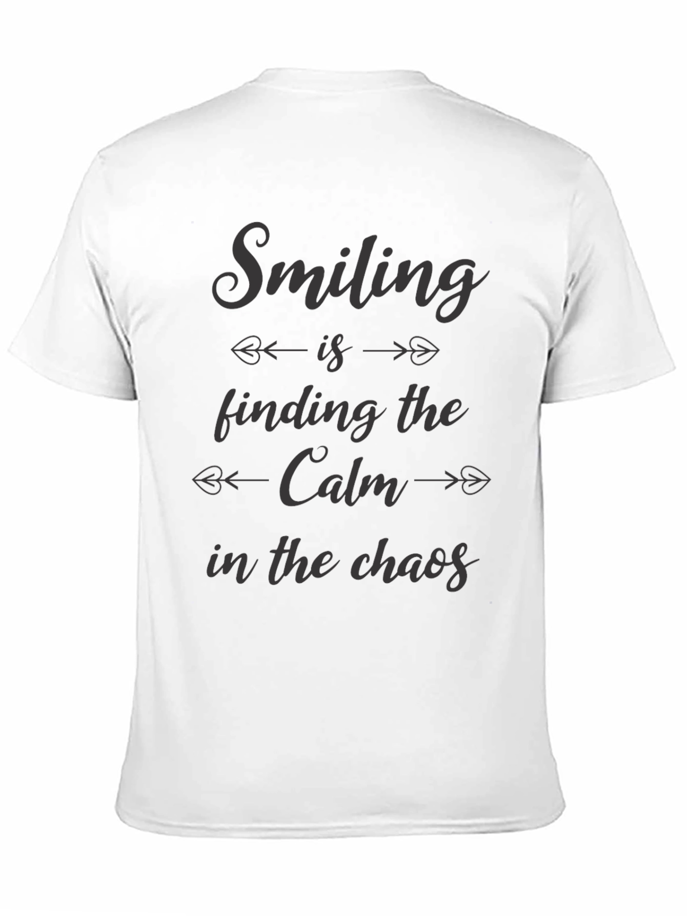 Smiling is Finding Calm Mens Black Graphic T-Shirt