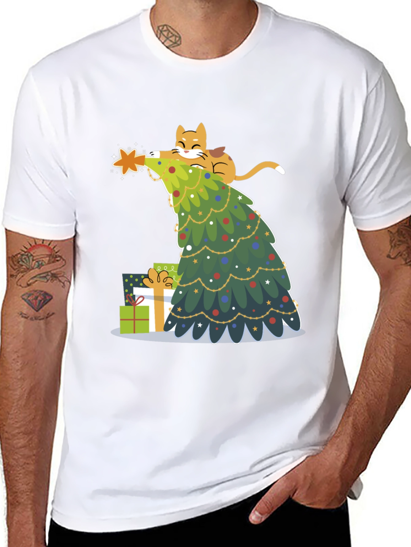 Festive Cat Christmas Tree T-Shirt