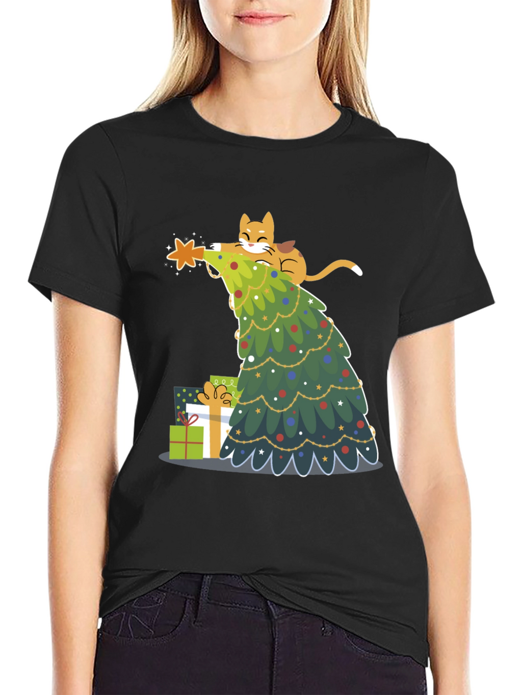 Festive Cat Christmas Tree T-Shirt