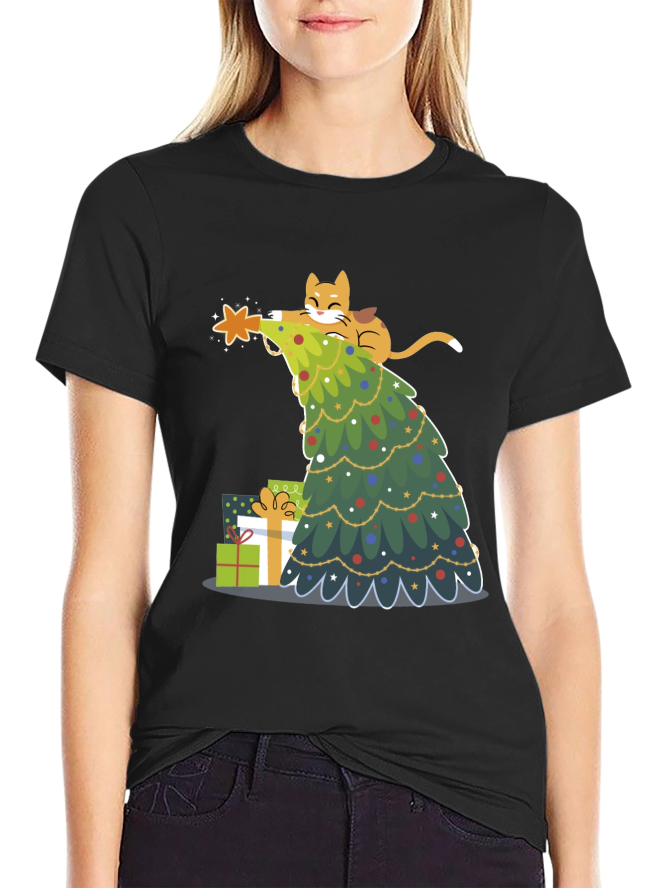 Festive Cat Christmas Tree T-Shirt
