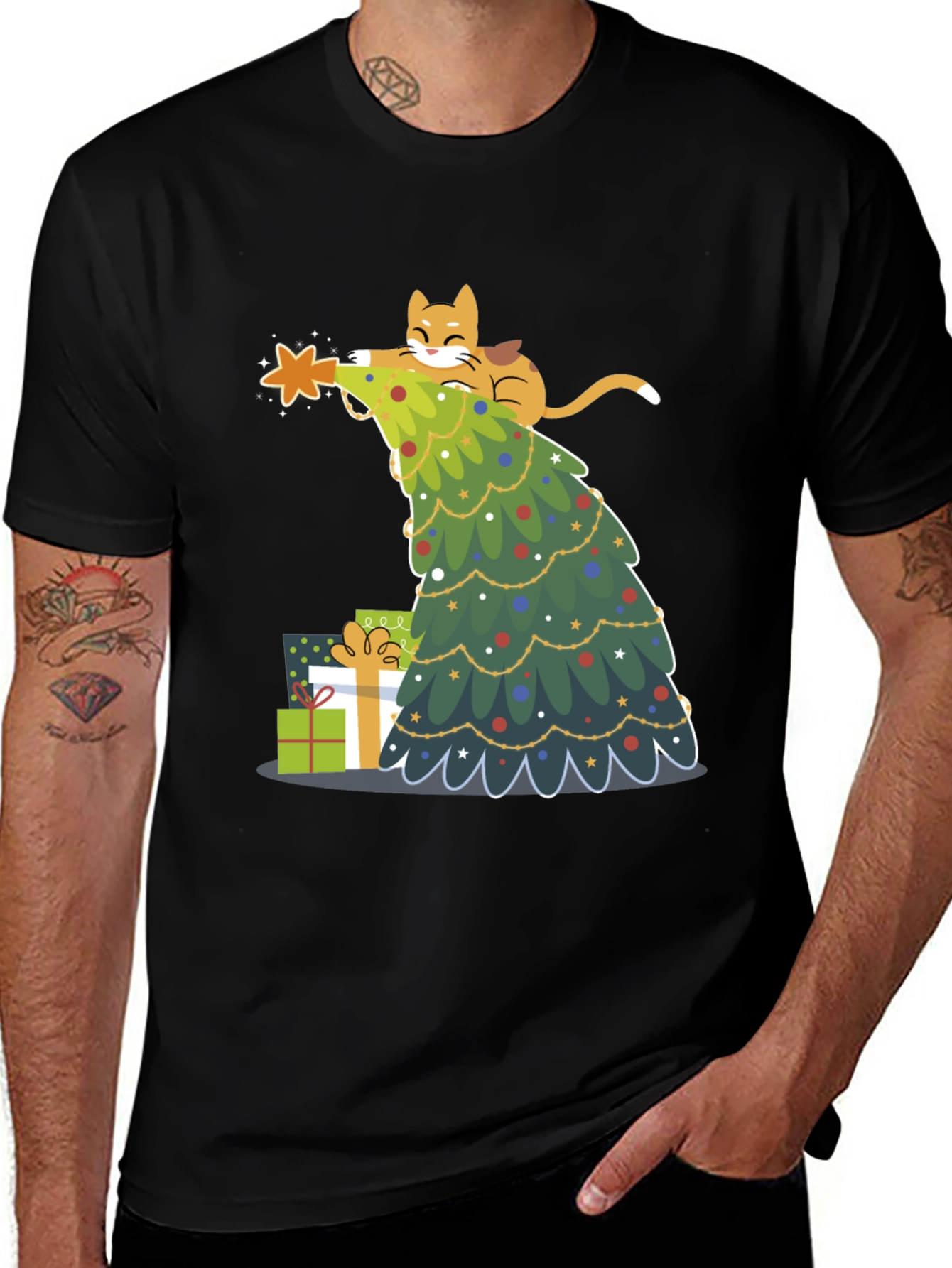 Festive Cat Christmas Tree T-Shirt