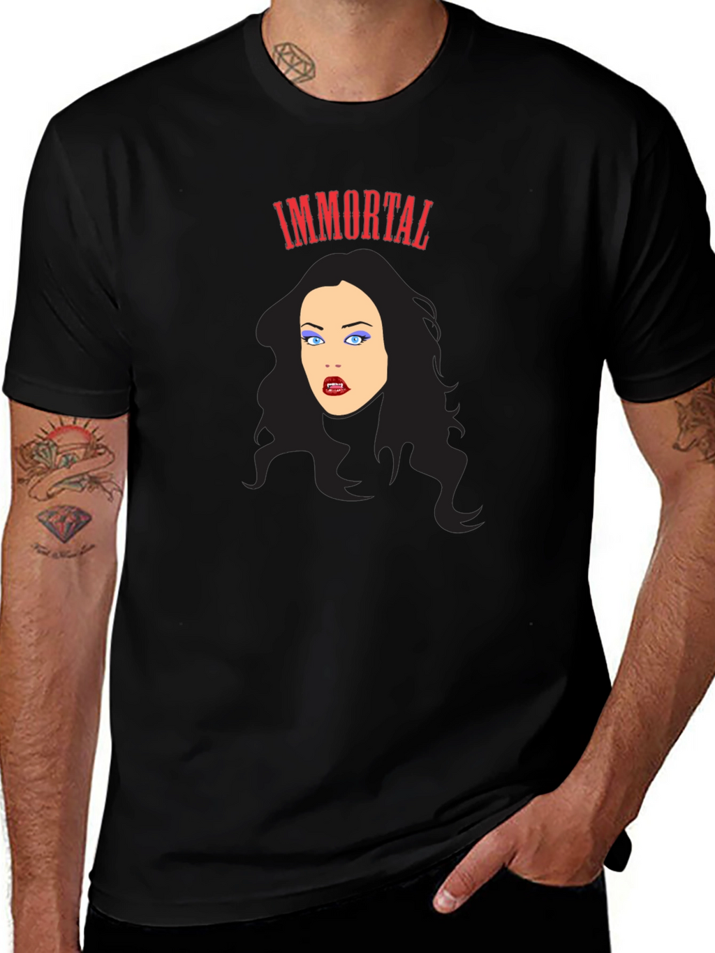 Immortal Vampire Graphic Tee - Gothic Fashion T-Shirt