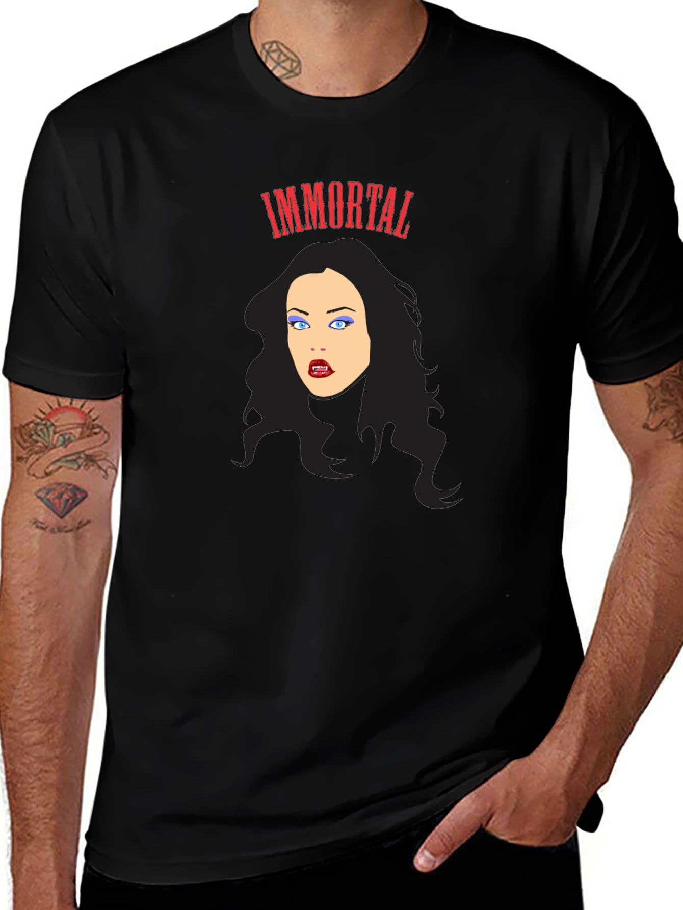 Immortal Vampire Graphic Tee - Gothic Fashion T-Shirt