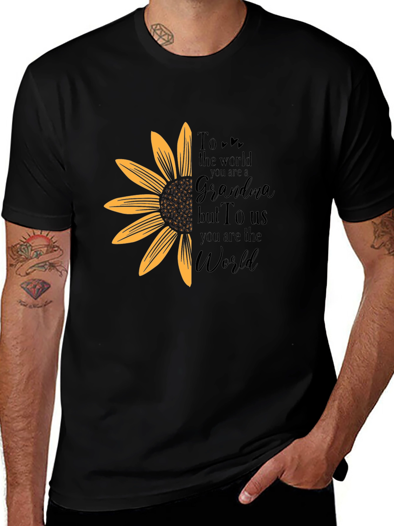 Grandma Sunflower Graphic Tee - To the World You Are A Grandma