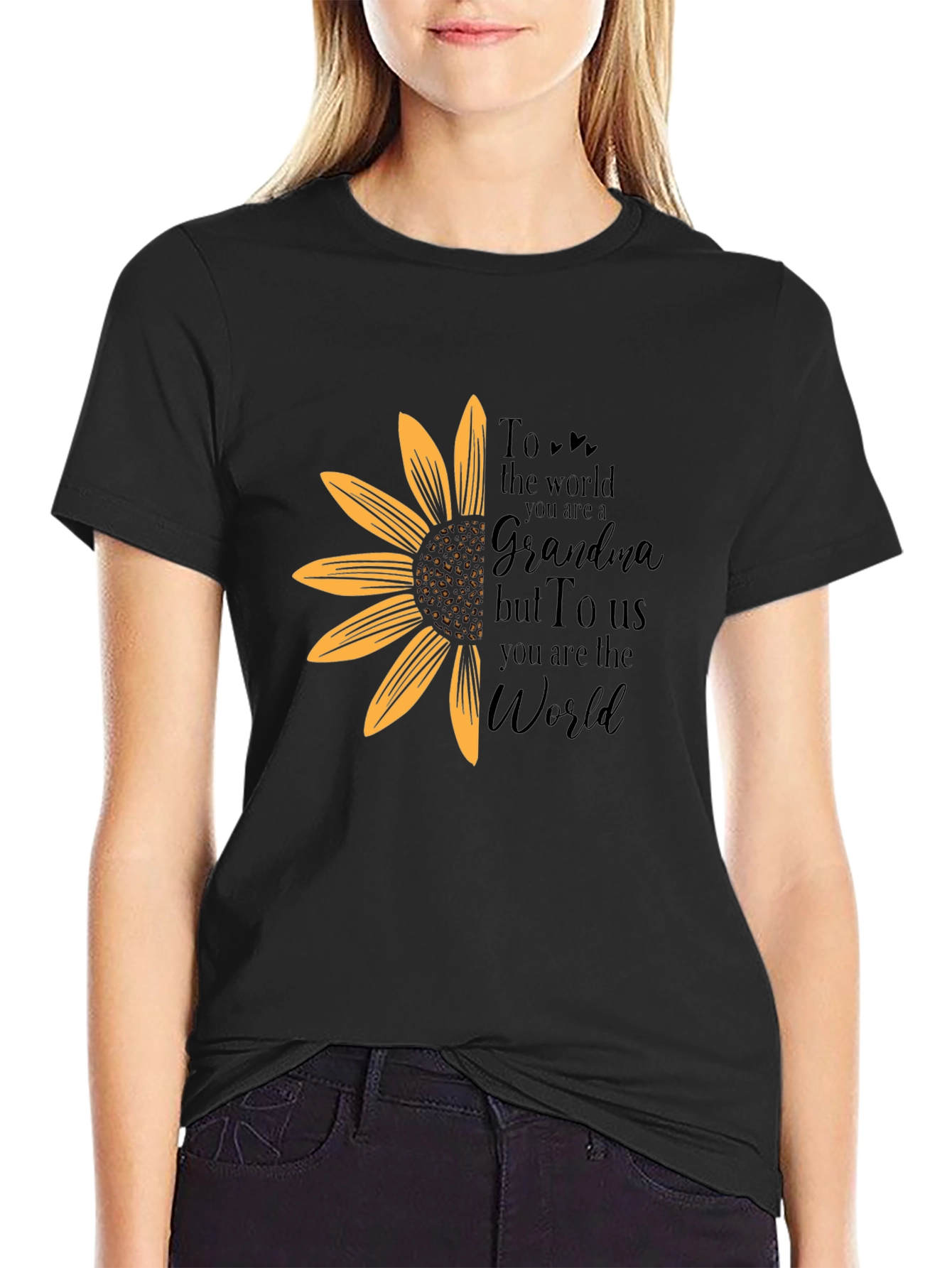 Grandma Sunflower Graphic Tee - To the World You Are A Grandma