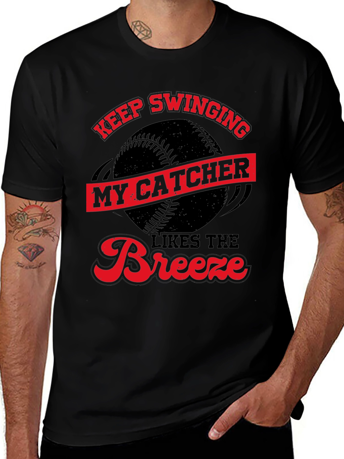 Keep Swinging My Catcher Likes The Breeze T-Shirt