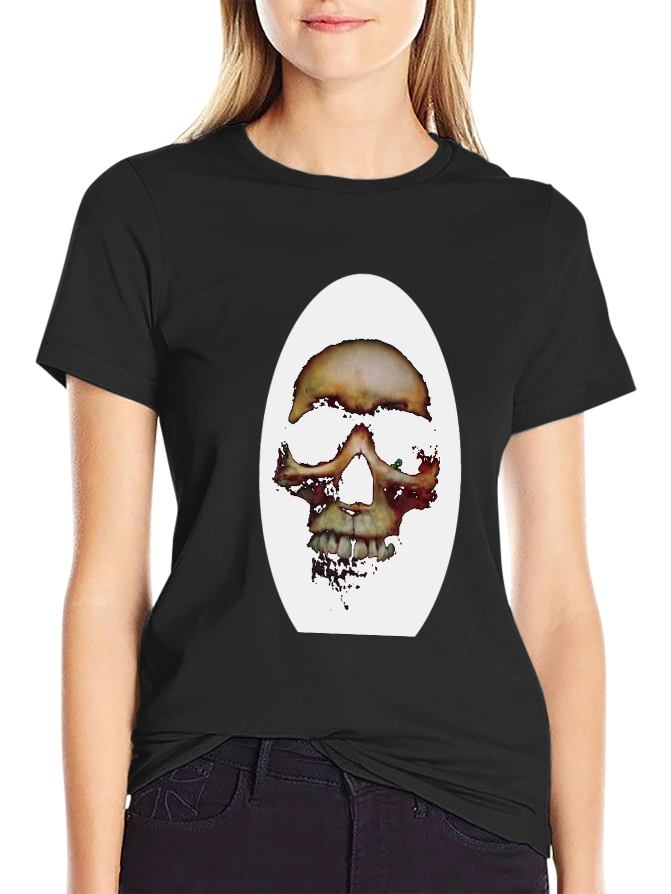 Edgy Skull Graphic Black T-Shirt