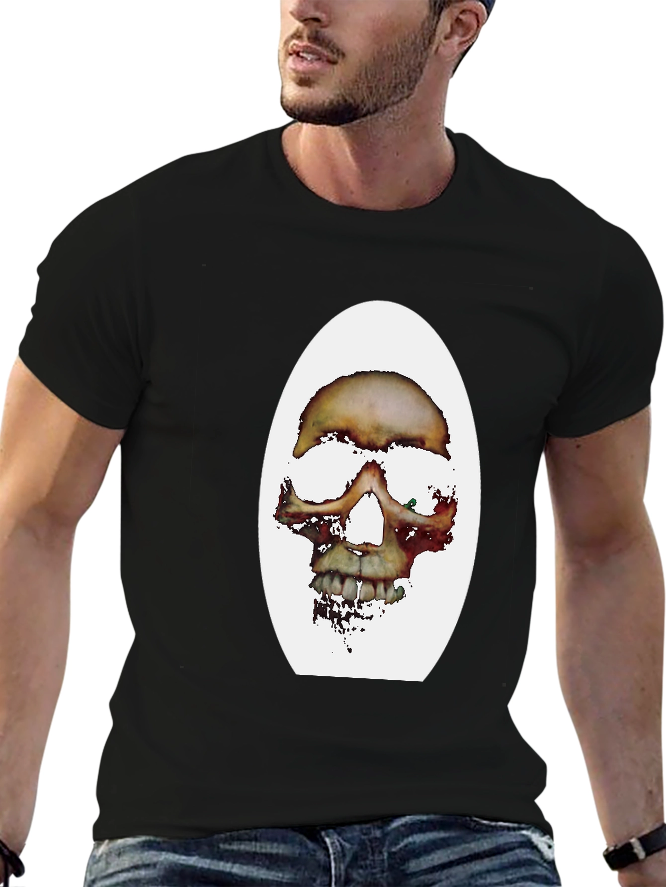 Edgy Skull Graphic Black T-Shirt