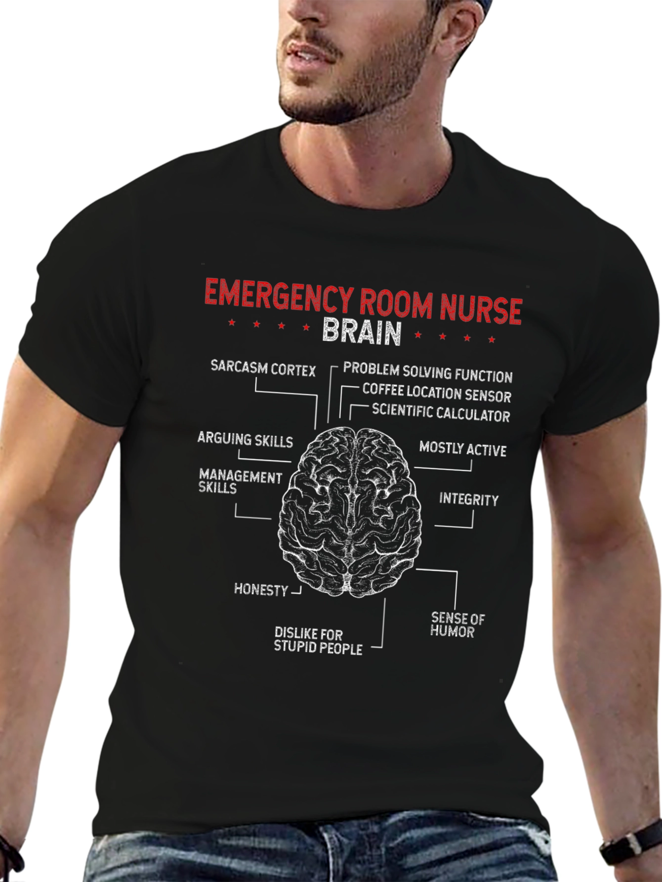 Emergency Room Nurse Brain T-Shirt - Black