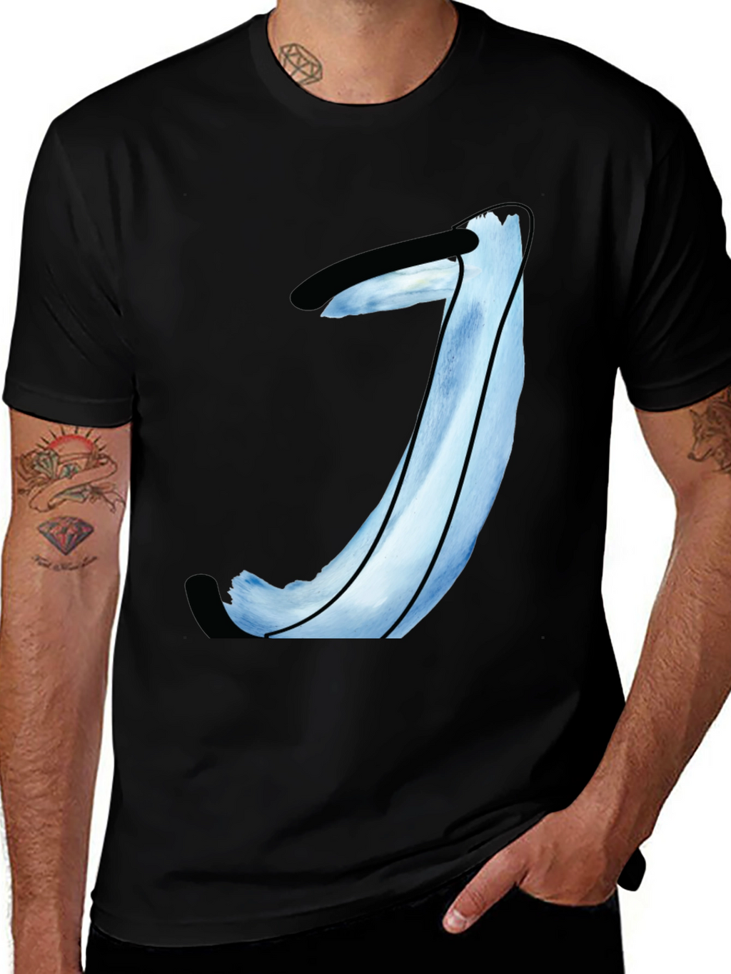 Abstract Blue Painted T-Shirt