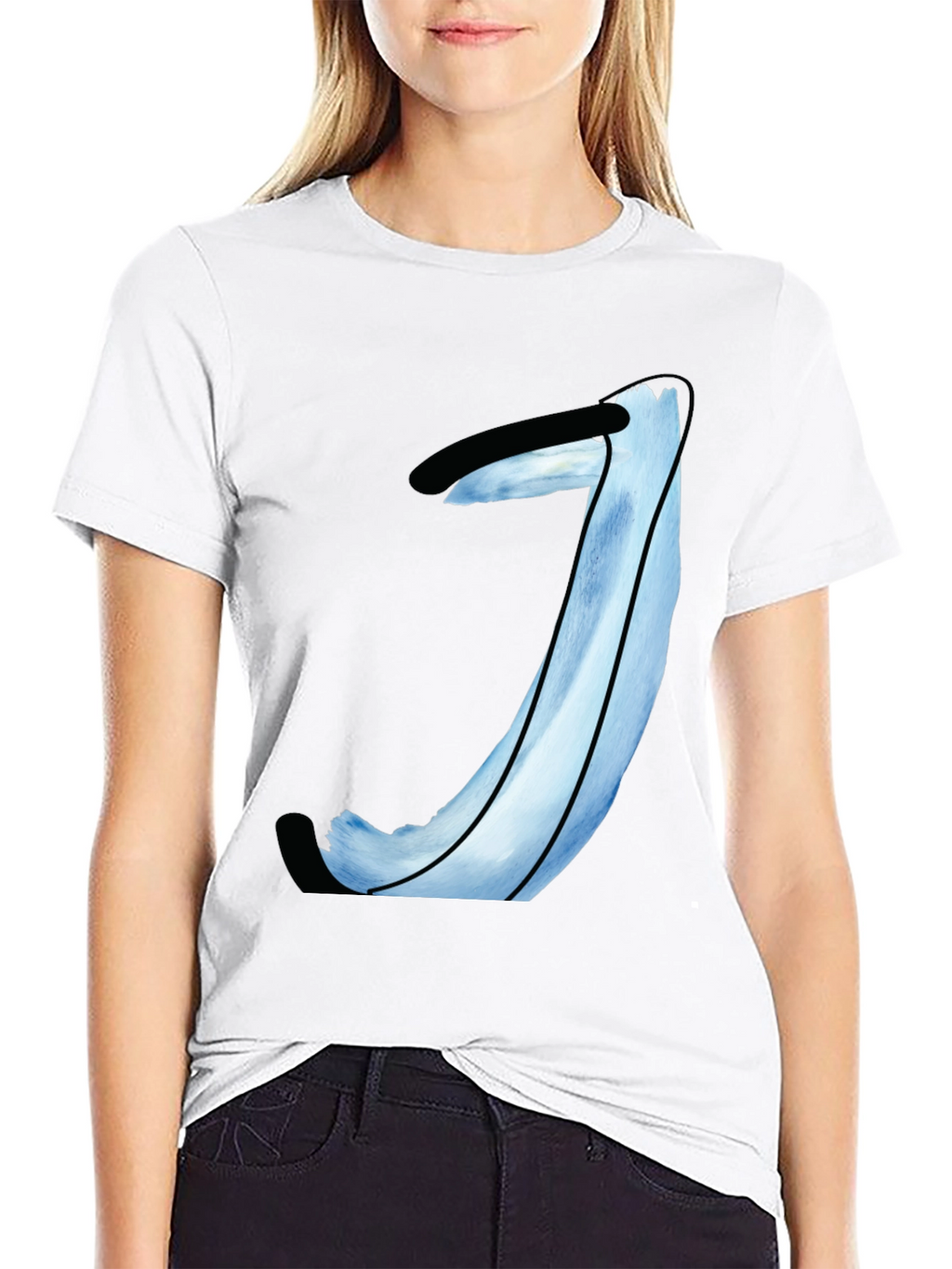 Abstract Blue Painted T-Shirt