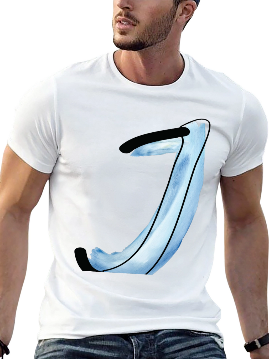 Abstract Blue Painted T-Shirt