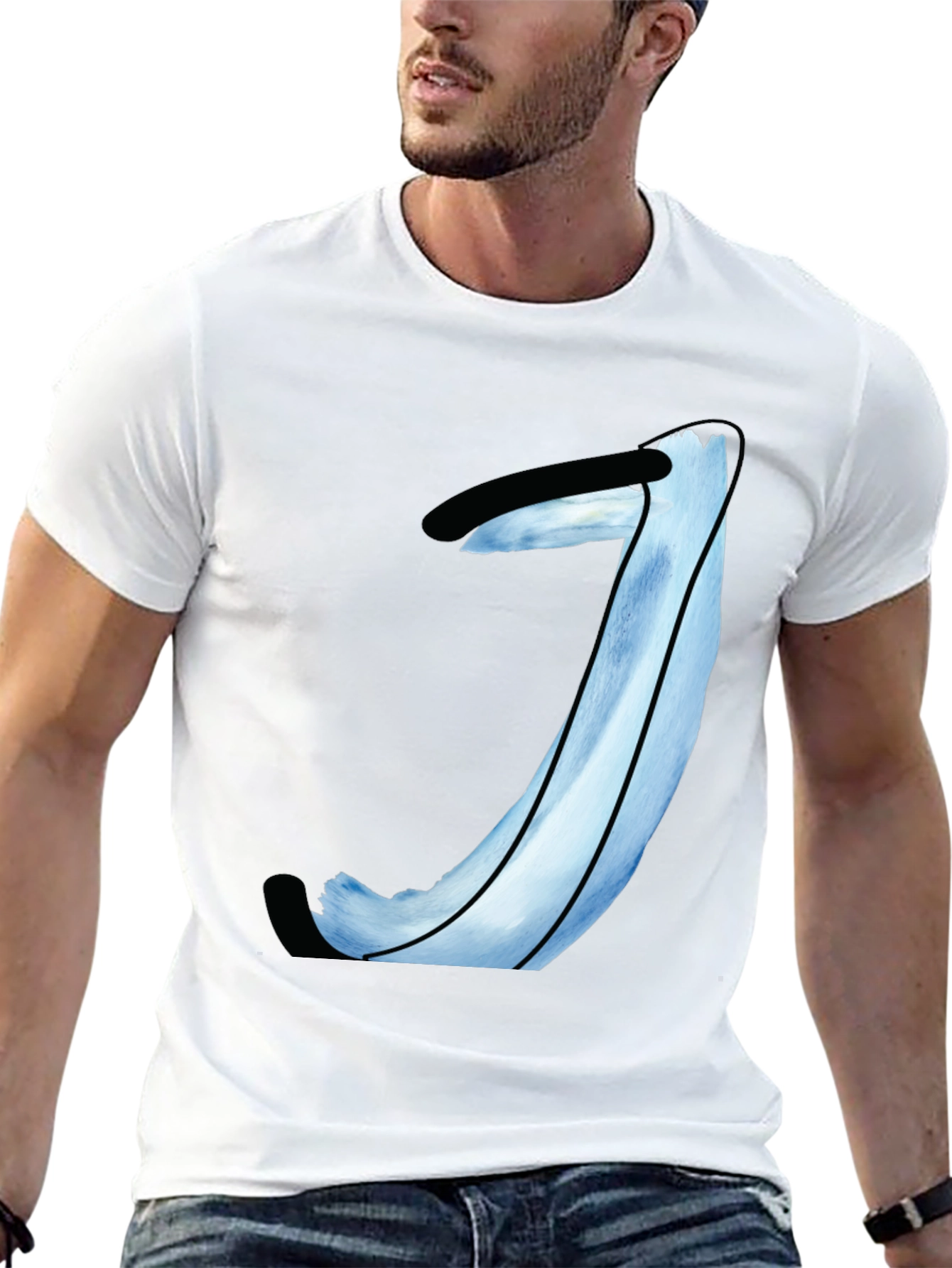 Abstract Blue Painted T-Shirt