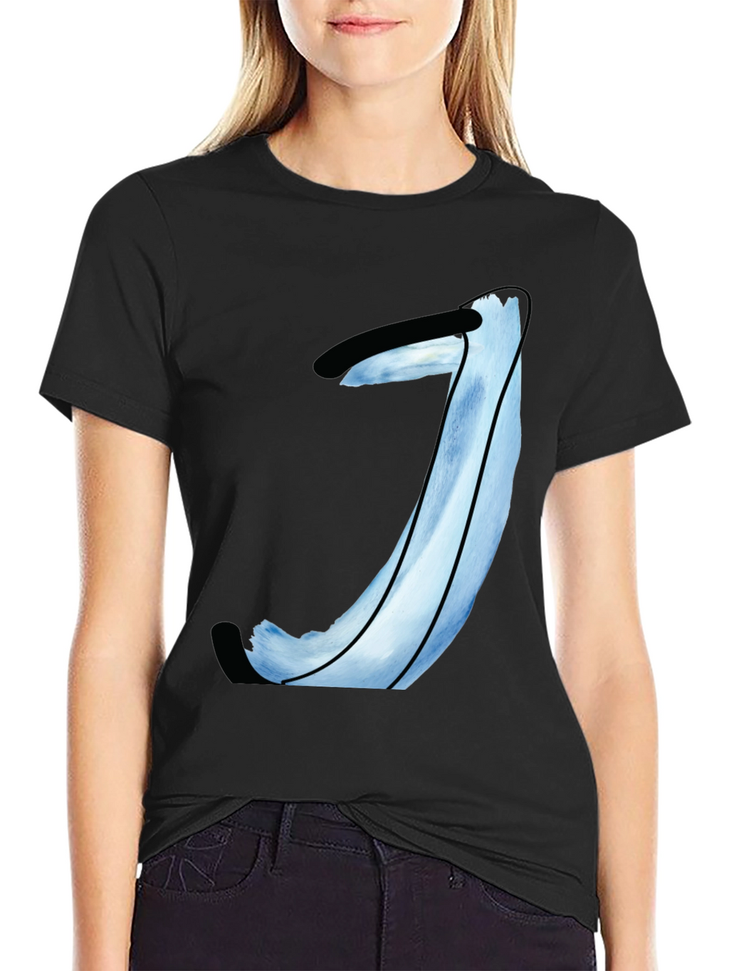 Abstract Blue Painted T-Shirt