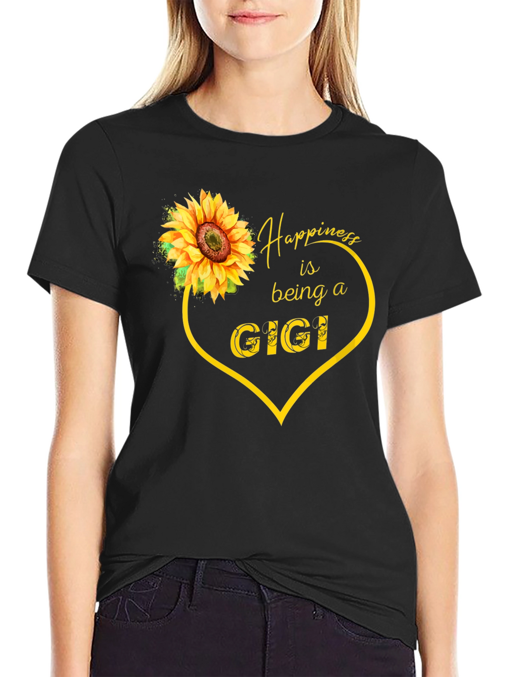 Happiness is Being a Gigi Sunflower Heart Tee