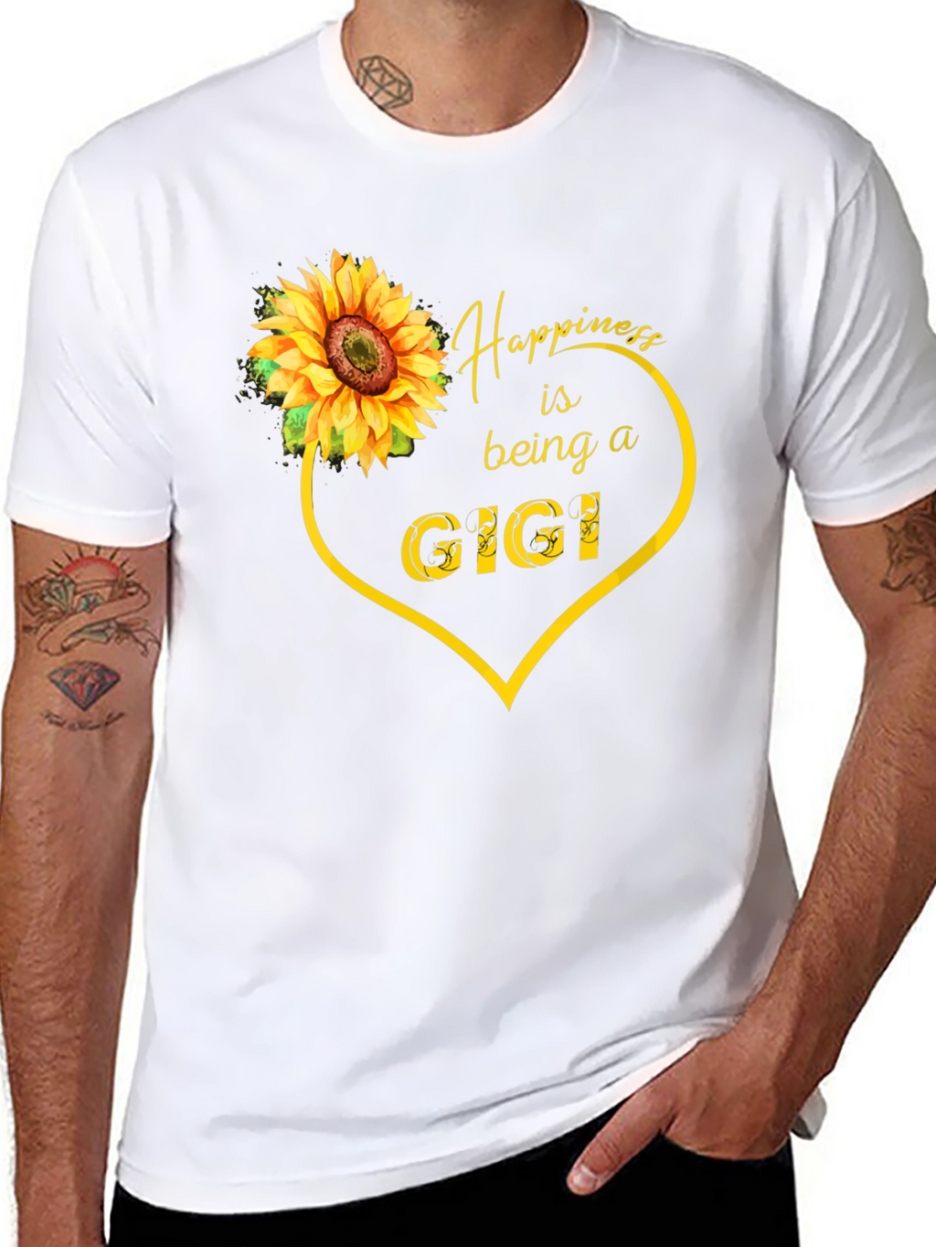Happiness is Being a Gigi Sunflower Heart Tee