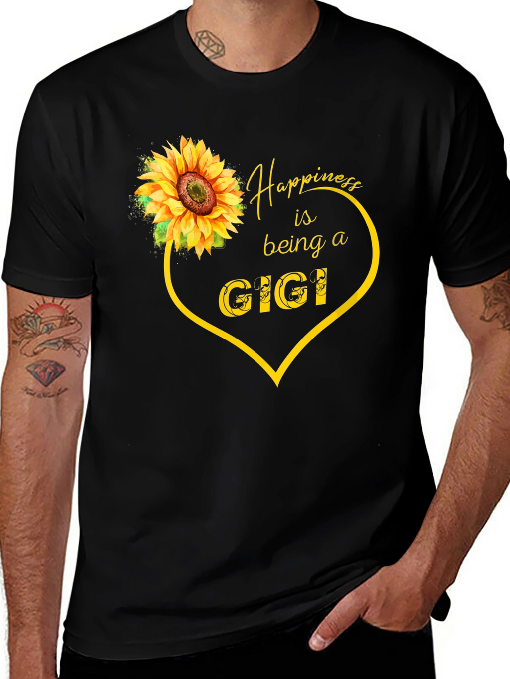 Happiness is Being a Gigi Sunflower Heart Tee