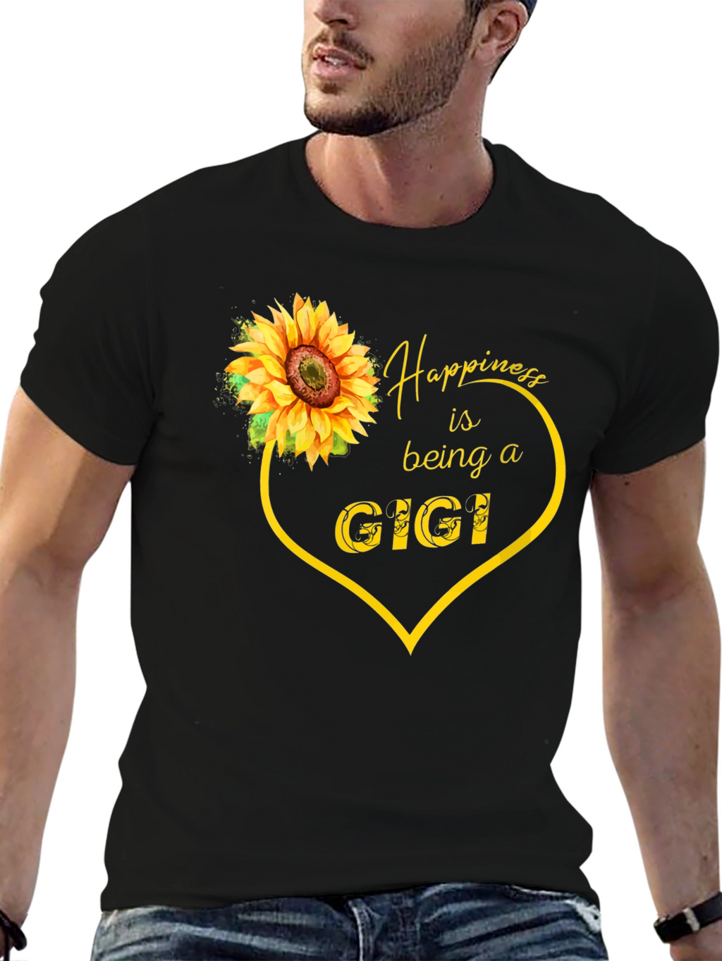Happiness is Being a Gigi Sunflower Heart Tee