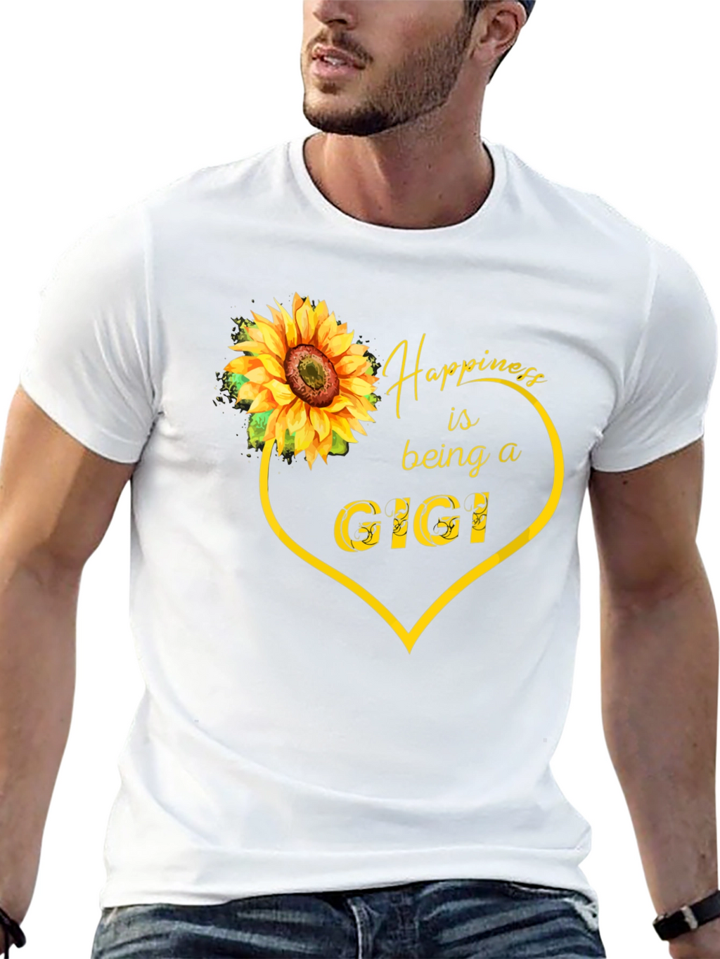 Happiness is Being a Gigi Sunflower Heart Tee