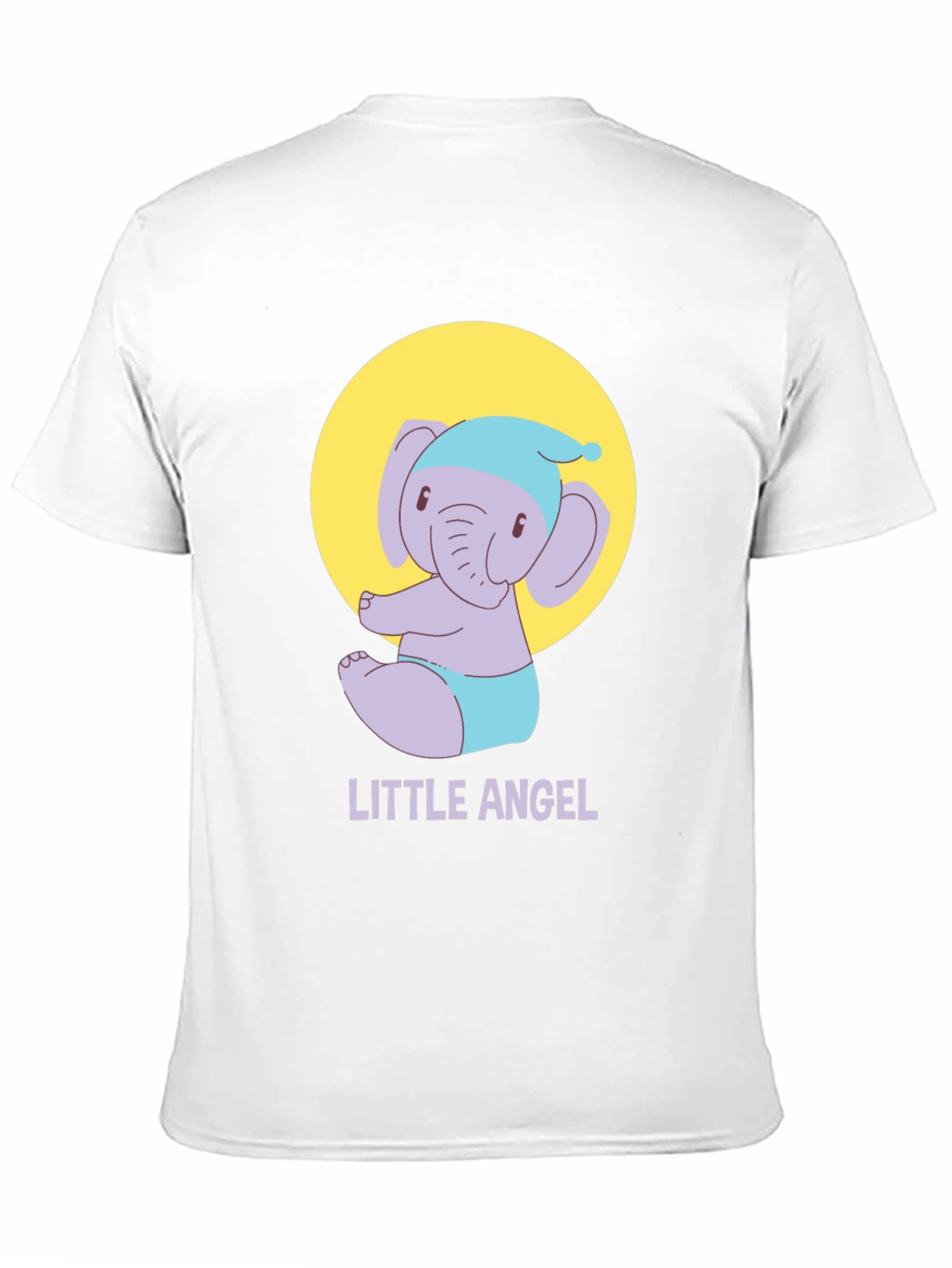 Cute Little Angel Elephant Graphic Tee - Black
