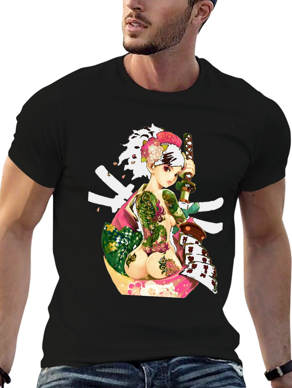 Samurai Girl Tattoo T-Shirt - Unique Graphic Tee