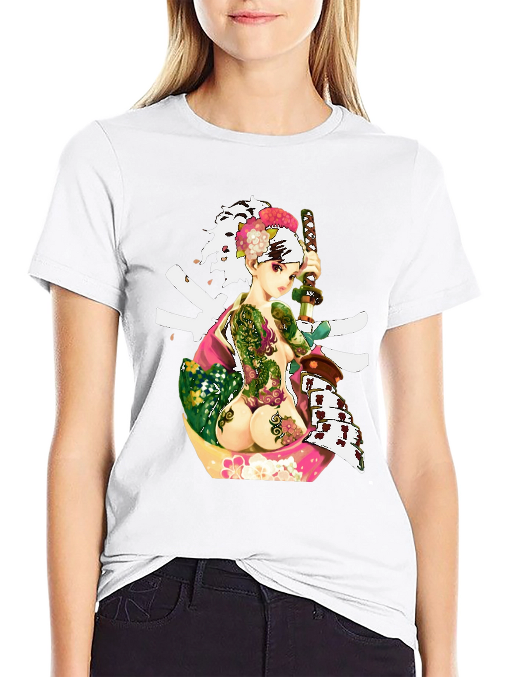Samurai Girl Tattoo T-Shirt - Unique Graphic Tee