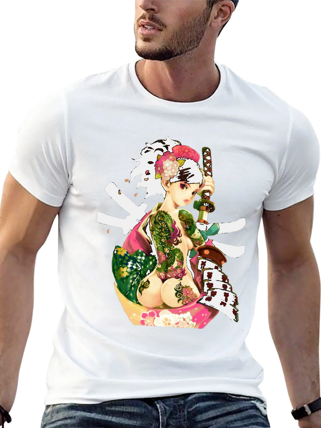 Samurai Girl Tattoo T-Shirt - Unique Graphic Tee