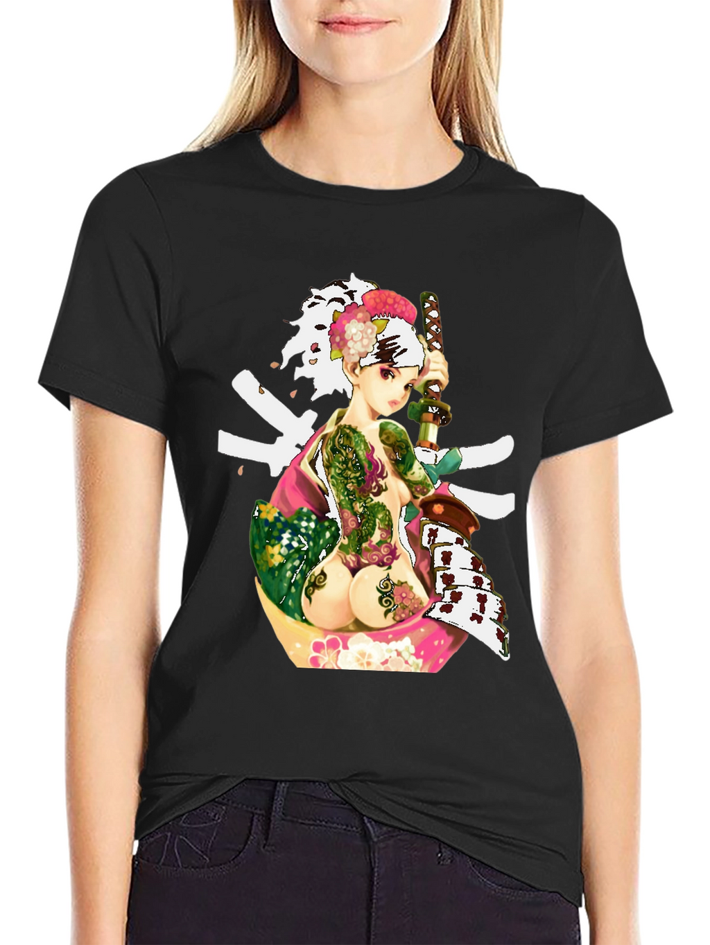 Samurai Girl Tattoo T-Shirt - Unique Graphic Tee