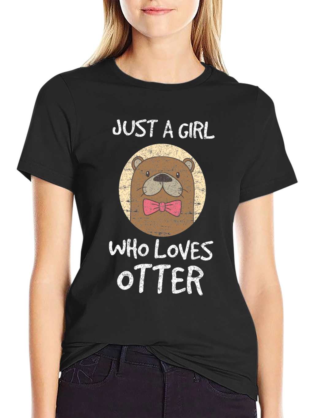 Just a Girl Who Loves Otters Black T-Shirt