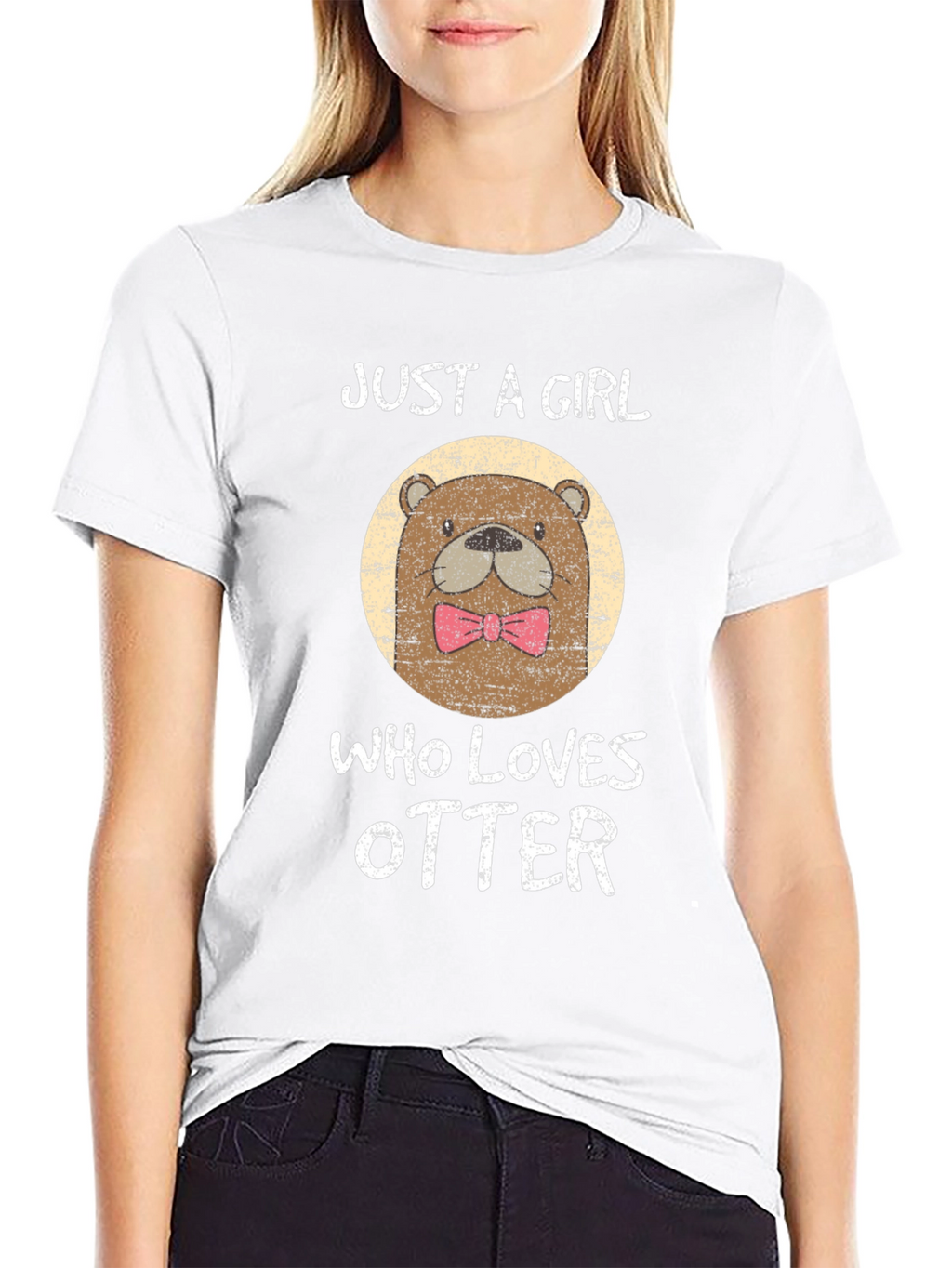Just a Girl Who Loves Otters Black T-Shirt
