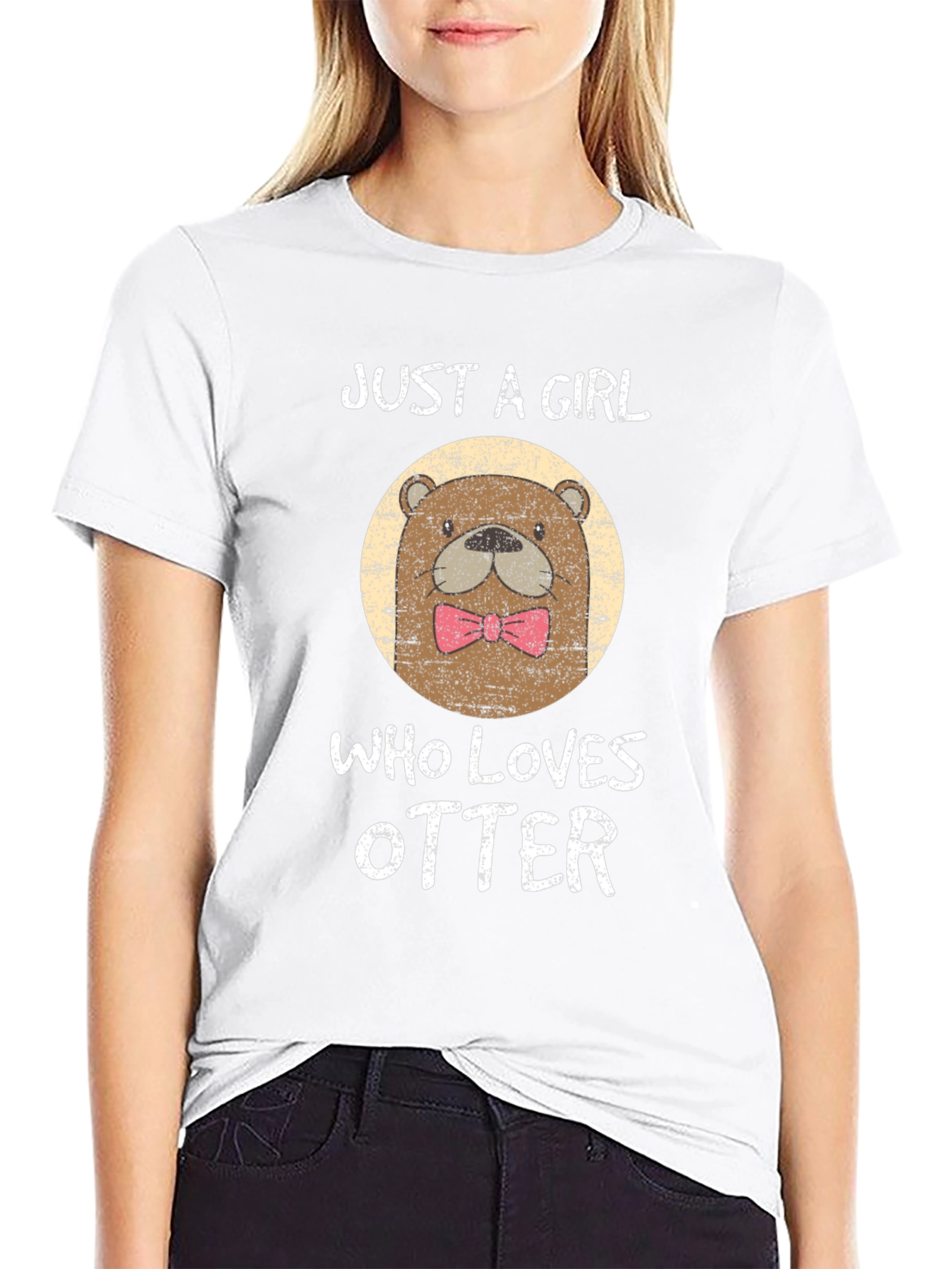 Just a Girl Who Loves Otters Black T-Shirt