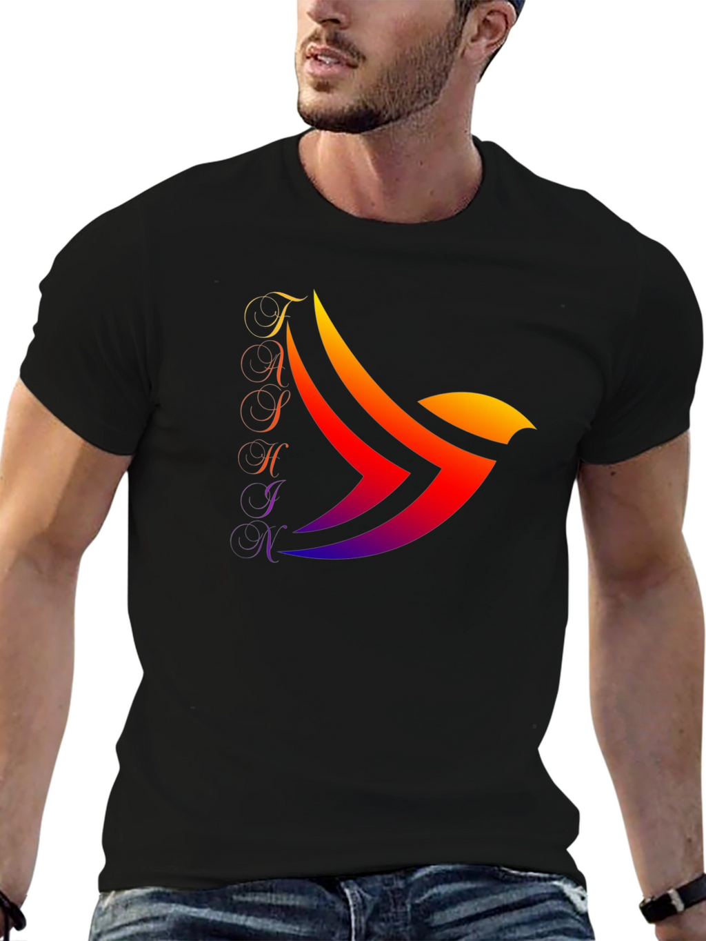 TATHINK Graphic Print Black T-Shirt