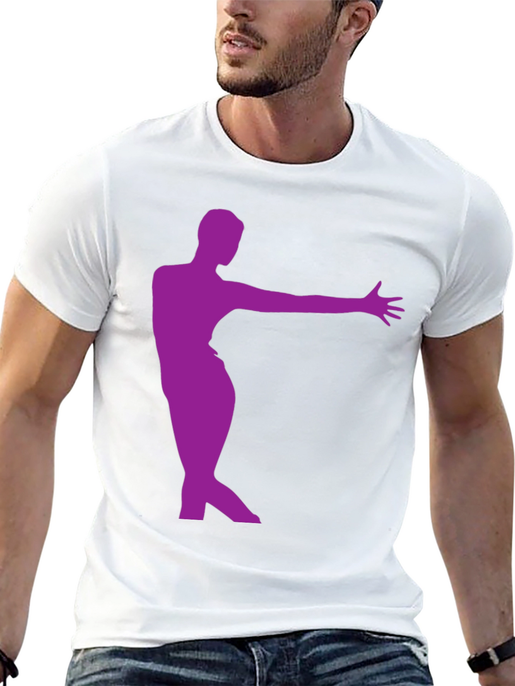 Stylish Black T-Shirt with Purple Dancer Design
