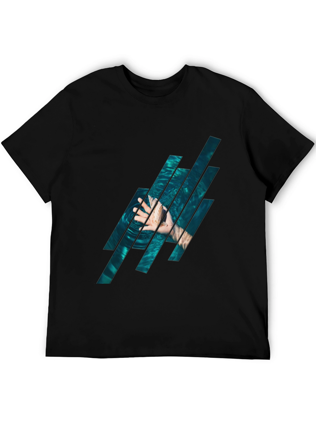 Abstract Water Graphic Black T-Shirt