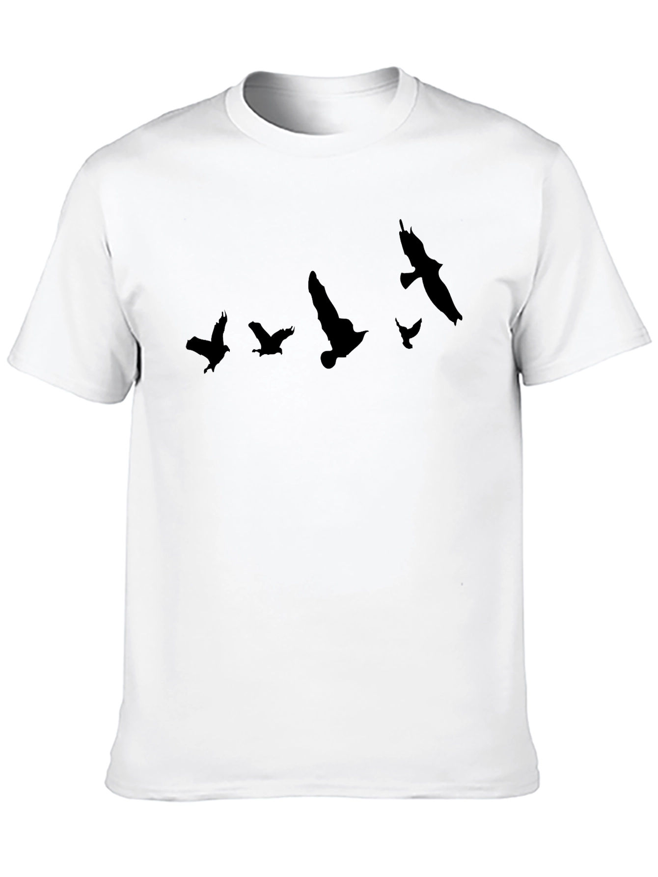Mens Black T-Shirt with Flying Birds Design