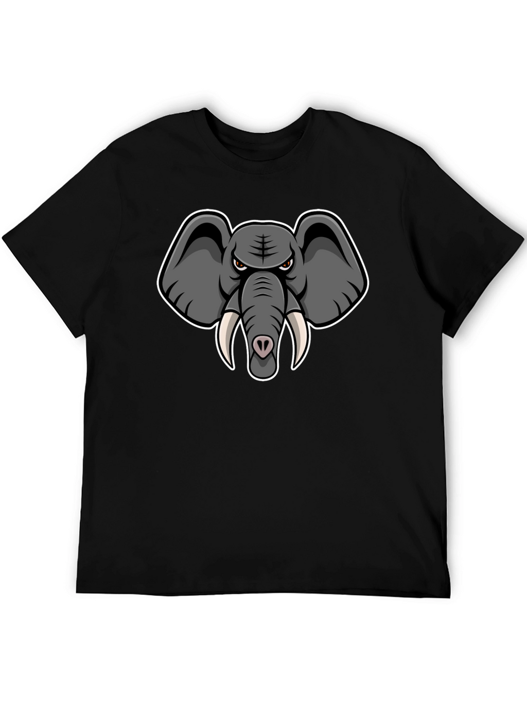 Elephant Cartoon Graphic Print Black T-Shirt