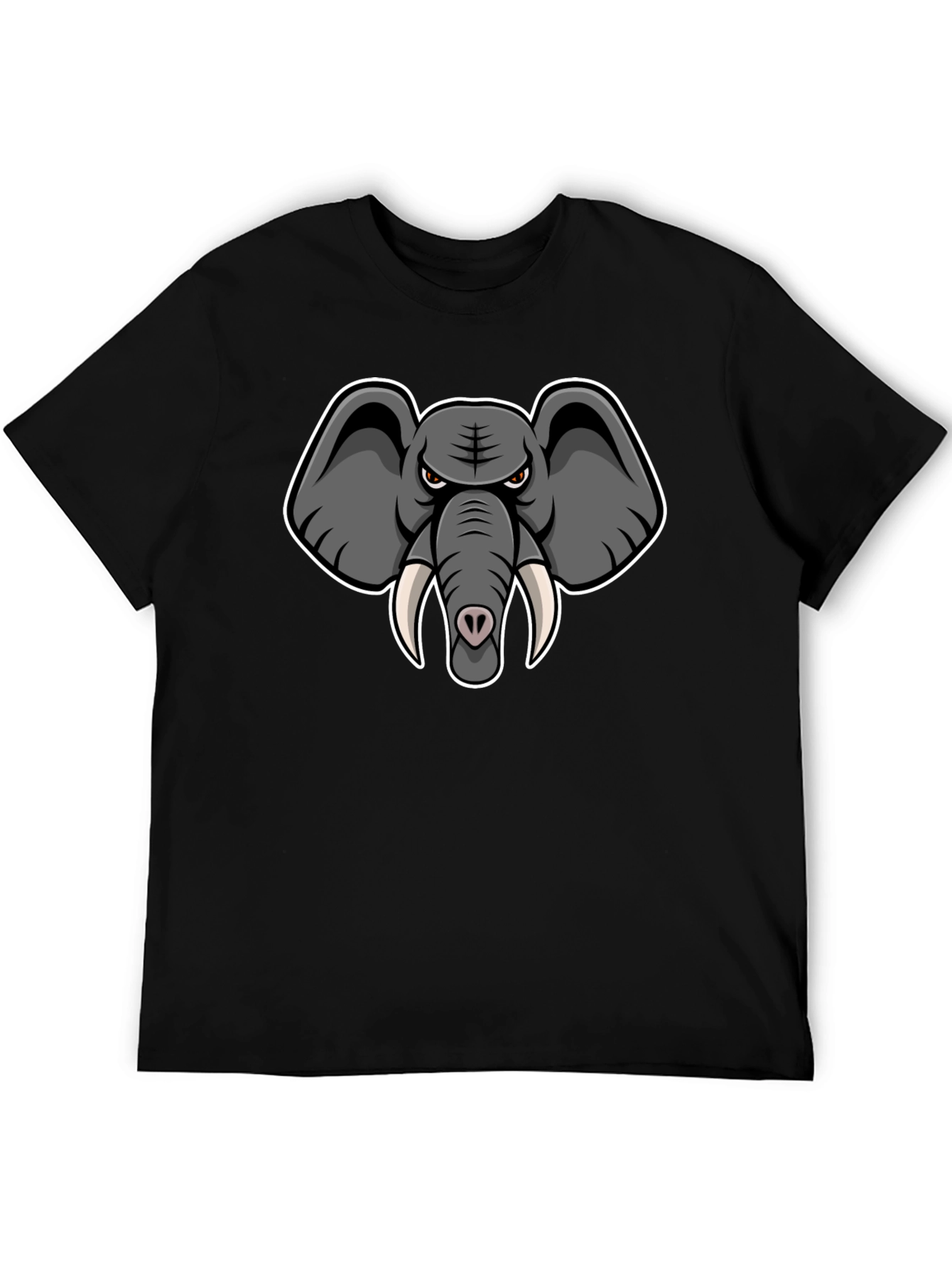 Elephant Cartoon Graphic Print Black T-Shirt