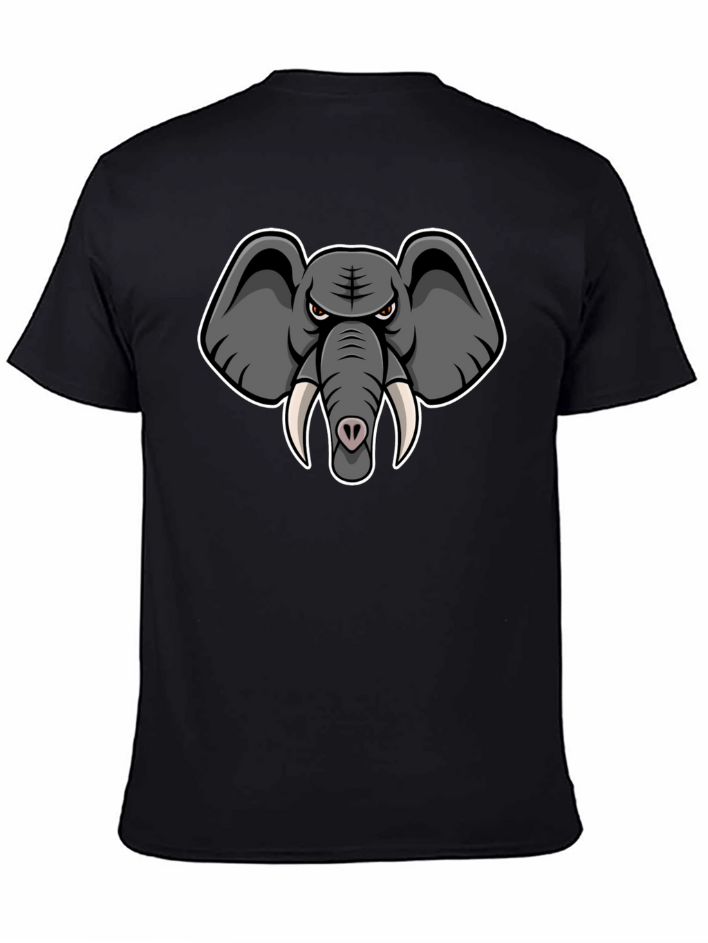Elephant Cartoon Graphic Print Black T-Shirt