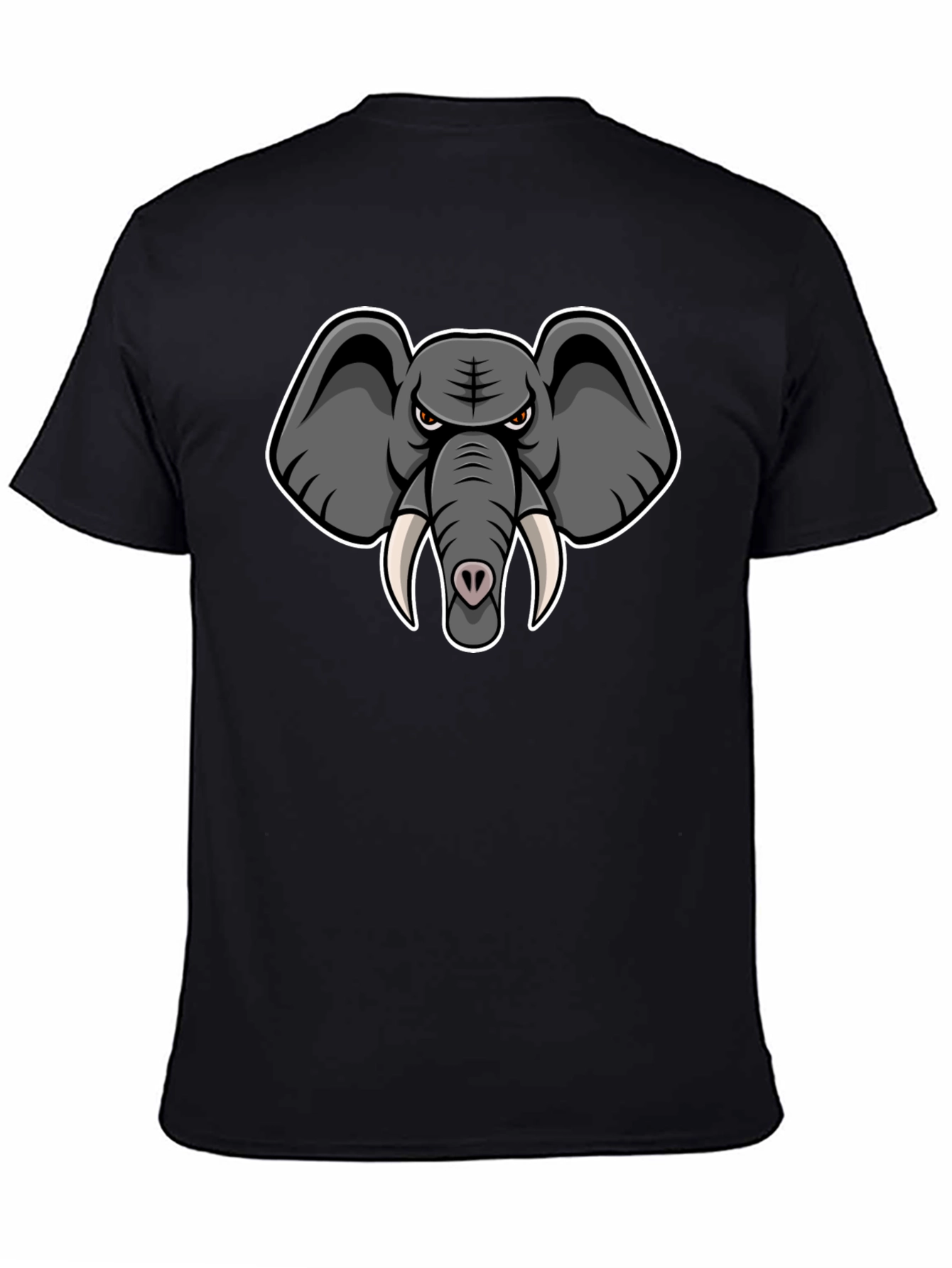 Elephant Cartoon Graphic Print Black T-Shirt
