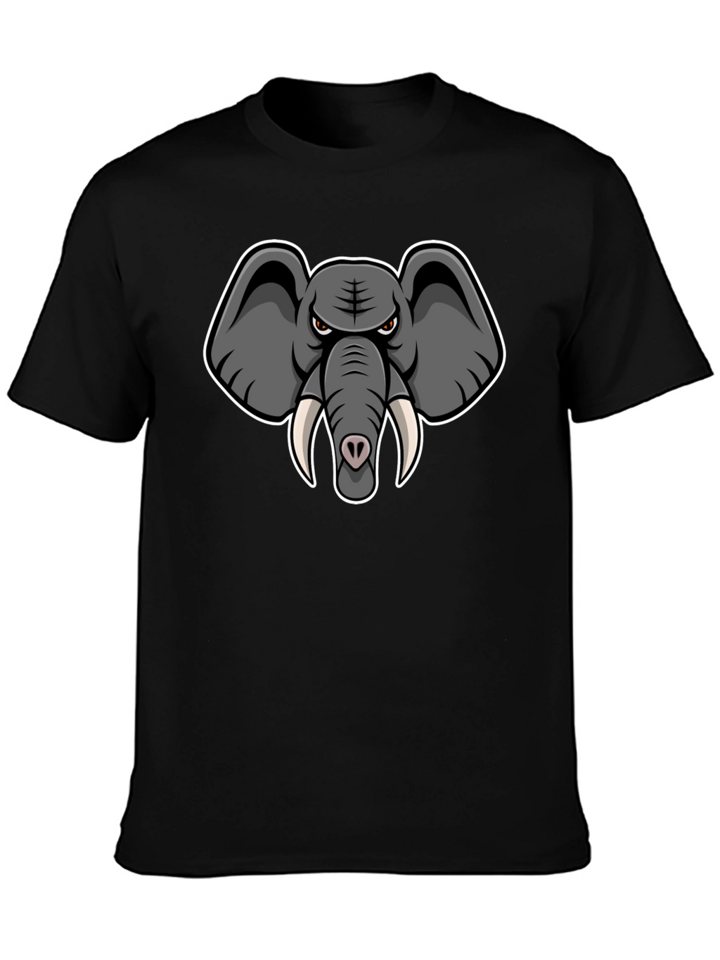 Elephant Cartoon Graphic Print Black T-Shirt