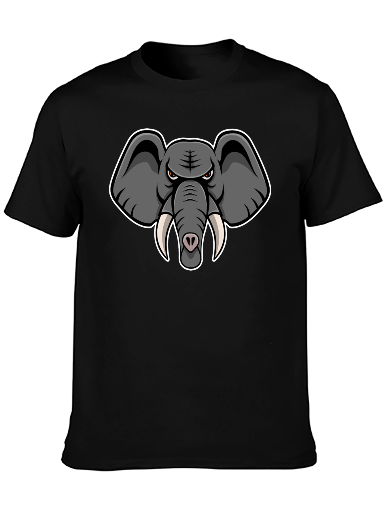 Elephant Cartoon Graphic Print Black T-Shirt