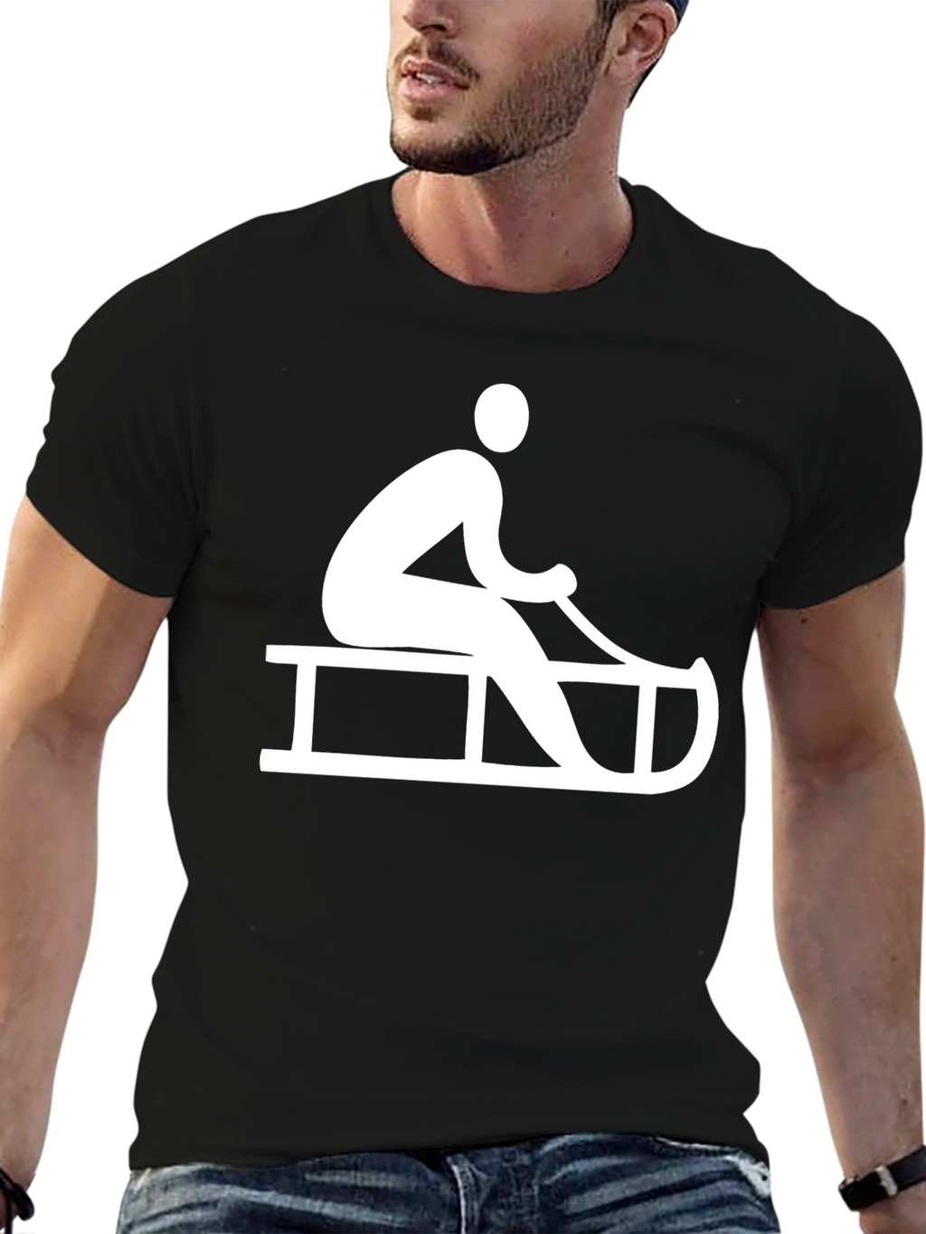 Sledding Graphic Tee - Winter Fun T-Shirt