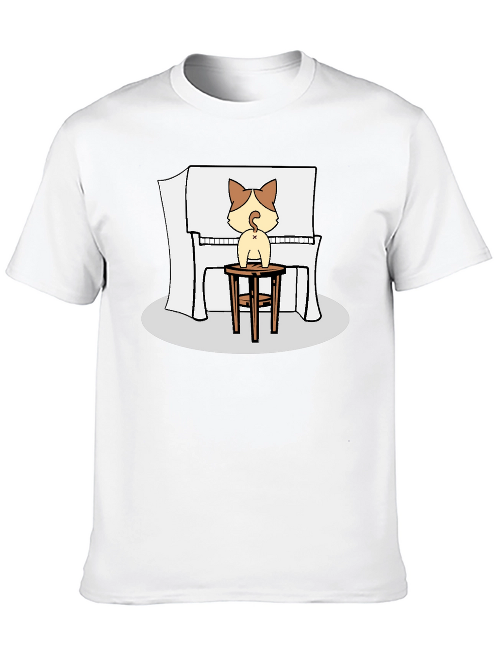 Cat Piano Player Black T-Shirt